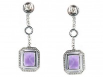 Amethyst & Diamond Drop Earrings by Adler
