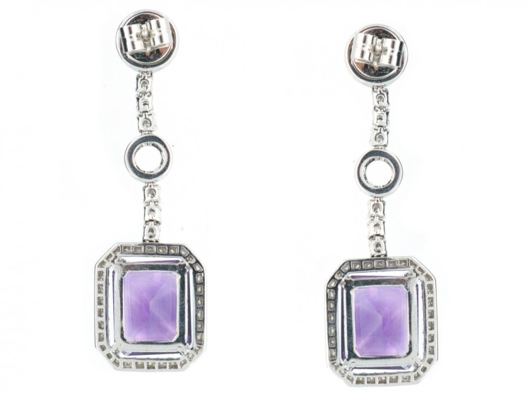 Amethyst & Diamond Drop Earrings by Adler