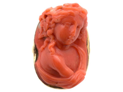 Georgian Carved Coral Ring of a Neo-Classical Lady