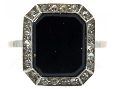 Art Deco Paste & Octagonal Onyx Ring
