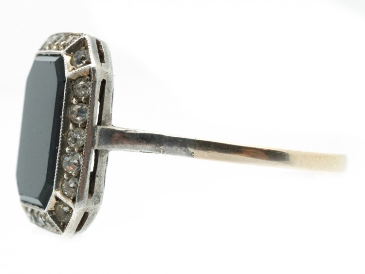 Art Deco Paste & Octagonal Onyx Ring