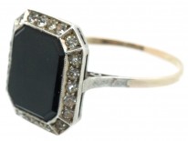 Art Deco Paste & Octagonal Onyx Ring