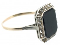 Art Deco Paste & Octagonal Onyx Ring