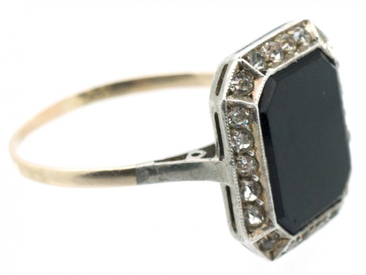 Art Deco Paste & Octagonal Onyx Ring
