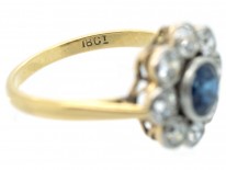 Edwardian 18ct Gold Sapphire & Diamond Cluster Ring