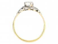 Art Deco Diamond Solitaire Ring with Decorated Shoulders