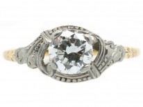 Art Deco Diamond Solitaire Ring with Decorated Shoulders