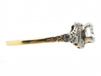 Art Deco Diamond Solitaire Ring with Decorated Shoulders