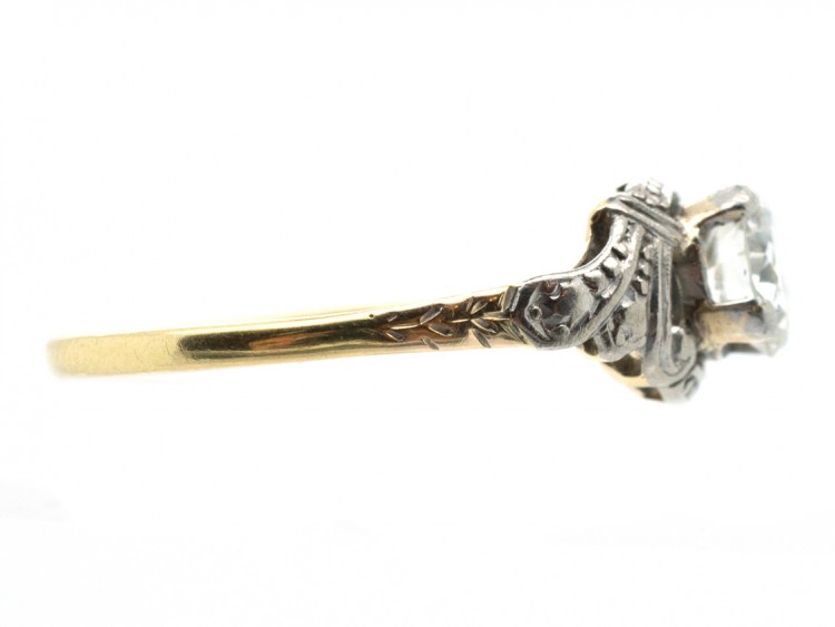 Art Deco Diamond Solitaire Ring with Decorated Shoulders