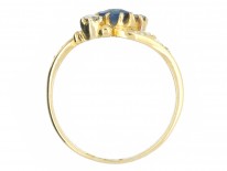 Edwardian 18ct Gold Sapphire & Diamond Crossover Ring