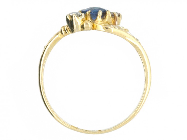 Edwardian 18ct Gold Sapphire & Diamond Crossover Ring