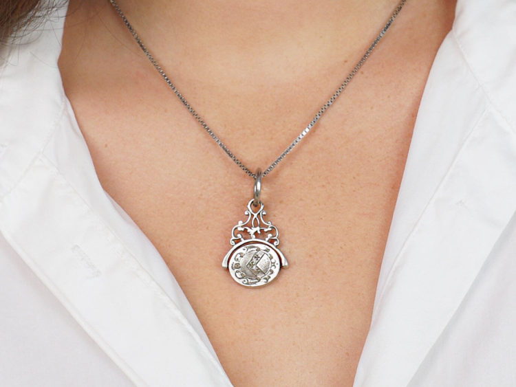 Georgian Silver Swivel Seal with Engraved Crests