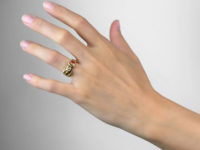Victorian 18ct Gold Garnet & Diamond Buckle Ring