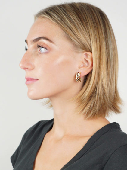 High Carat Gold Diamond Hoop Clip On Earrings