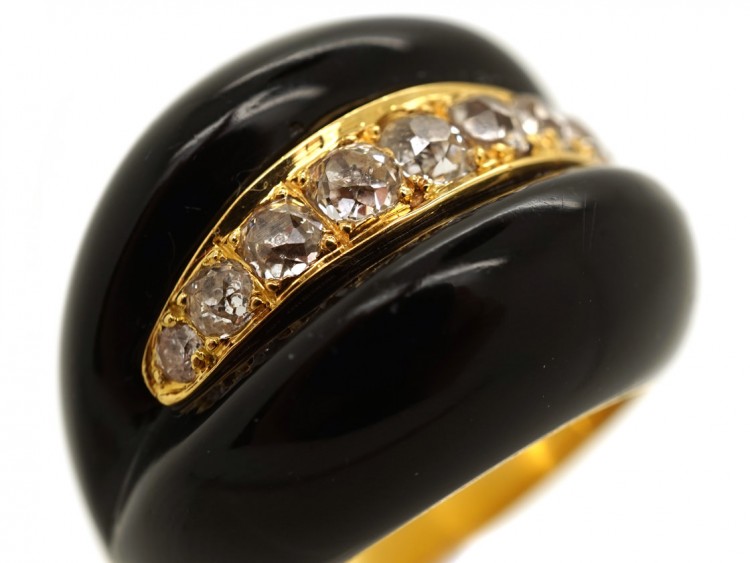 Large Victorian Diamond & Onyx Ring