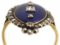 Georgian Royal Blue Enamel ​& Diamond Navette Shaped Ring