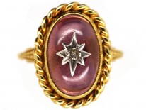 Victorian Cabochon Garnet & Diamond Ring