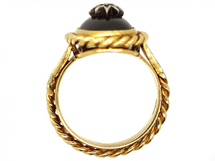 Victorian Cabochon Garnet & Diamond Ring