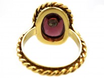 Victorian Cabochon Garnet & Diamond Ring