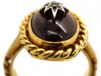 Victorian Cabochon Garnet & Diamond Ring