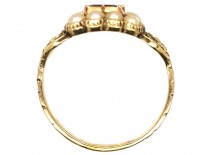 Georgian 15ct Gold Flat Cut Garnet ​& Natural Split Pearl Ring