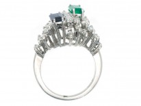Platinum, Sapphire, Diamond & Emerald 1970s Ring