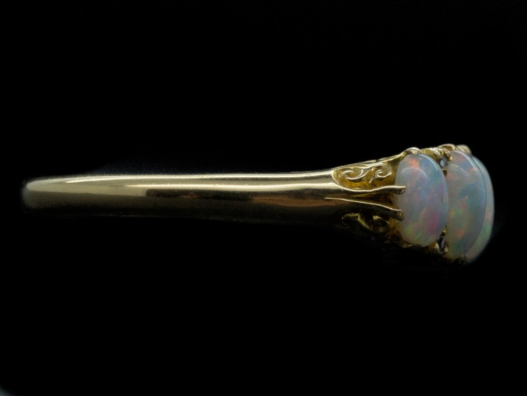 Victorian Five Stone Opal & Diamond Ring