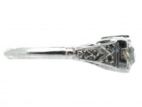 Art Deco Platinum Three Stone Sapphire & Diamond Ring