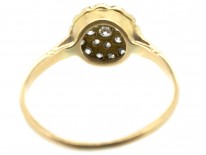 Edwardian 18ct Gold & Platinum Diamond Pave Set Cluster Ring