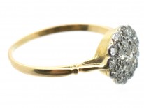Edwardian 18ct Gold & Platinum Diamond Pave Set Cluster Ring