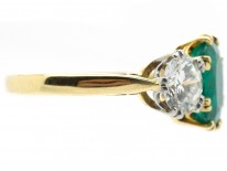18ct Gold, Colombian Emerald & Diamond Three Stone Ring