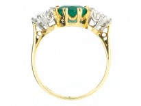 18ct Gold, Colombian Emerald & Diamond Three Stone Ring