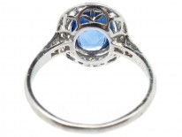 Art Deco Platinum, Ceylon Sapphire & Diamond Ring