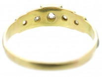 Victorian 18ct Gold Black Enamel & Diamond Five Stone Ring