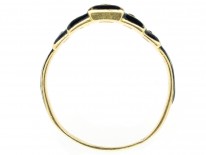 Victorian 18ct Gold Black Enamel & Diamond Five Stone Ring