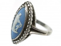 Silver & Marcasite Marquise Shaped Wedgwood Ring