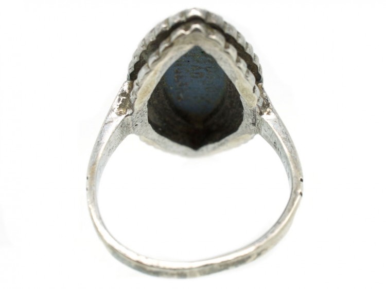 Silver & Marcasite Marquise Shaped Wedgwood Ring
