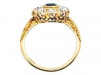 Edwardian 18ct Gold Diamond & Sapphire Cluster Ring