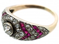 Art Deco Ruby ​& Diamond Chevron Design Ring