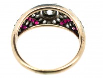 Art Deco Ruby ​& Diamond Chevron Design Ring