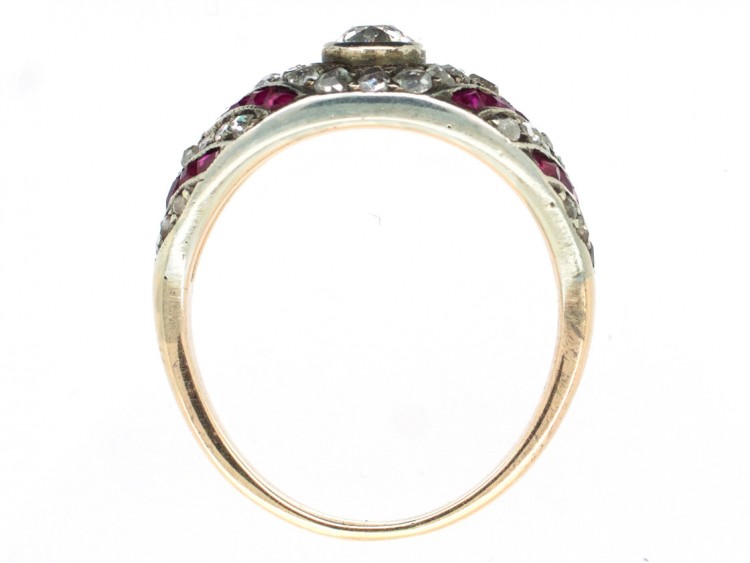Art Deco Ruby ​& Diamond Chevron Design Ring