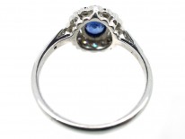 Ceylon Sapphire & Diamond Cluster Ring with Diamond Shoulders