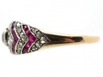 Art Deco Ruby ​& Diamond Chevron Design Ring