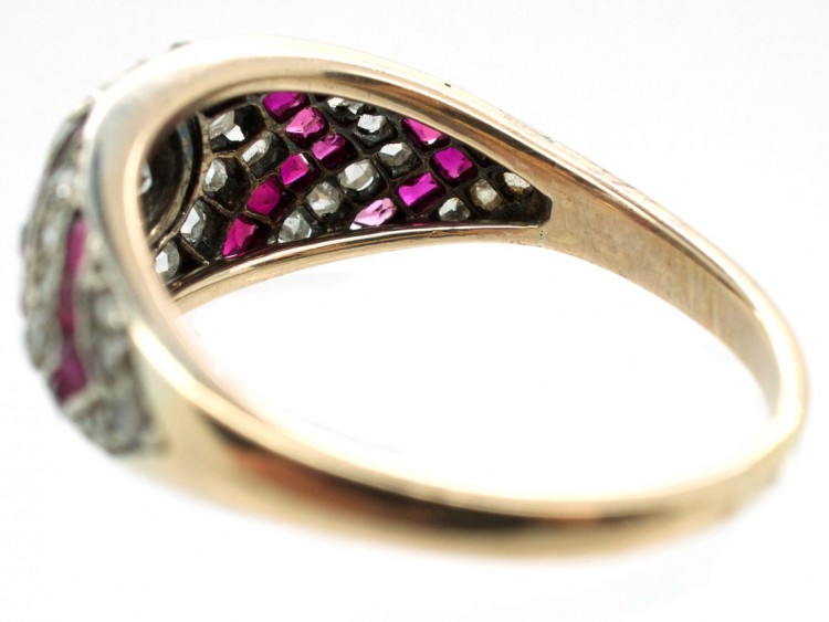Art Deco Ruby ​& Diamond Chevron Design Ring
