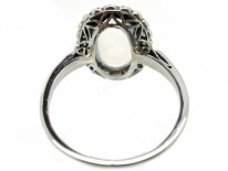 Edwardian Platinum, Moonstone & Diamond Oval Cluster Ring