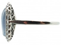 Edwardian Platinum, Moonstone & Diamond Oval Cluster Ring