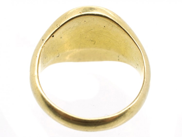 Victorian 18ct Gold Signet Ring with Lion's Head & Laurel Leaves Intaglio