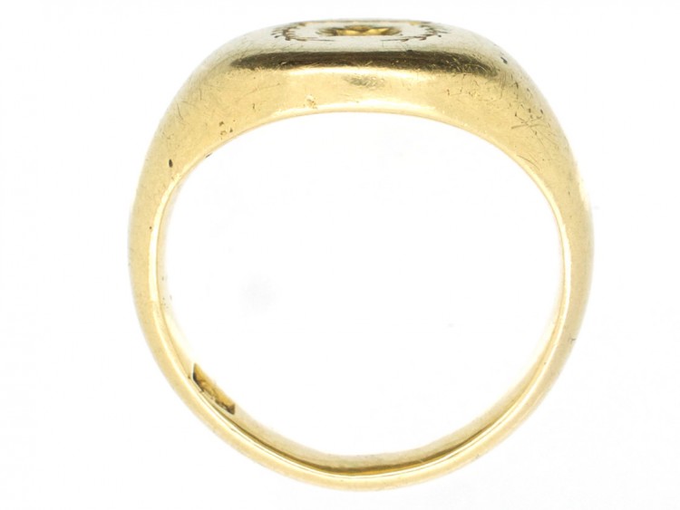 Victorian 18ct Gold Signet Ring with Lion's Head & Laurel Leaves Intaglio