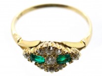 Edwardian 18ct Gold Emerald & Diamond Ring