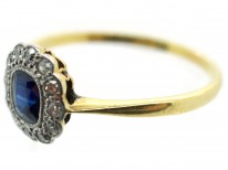 Edwardian 18ct & Platinum, Sapphire & Diamond Oval Cluster Ring